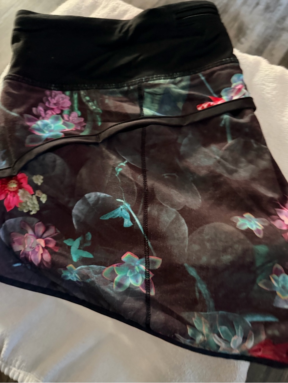 lululemon athletica Black Floral Performance Skort with Teal & Pink Accents